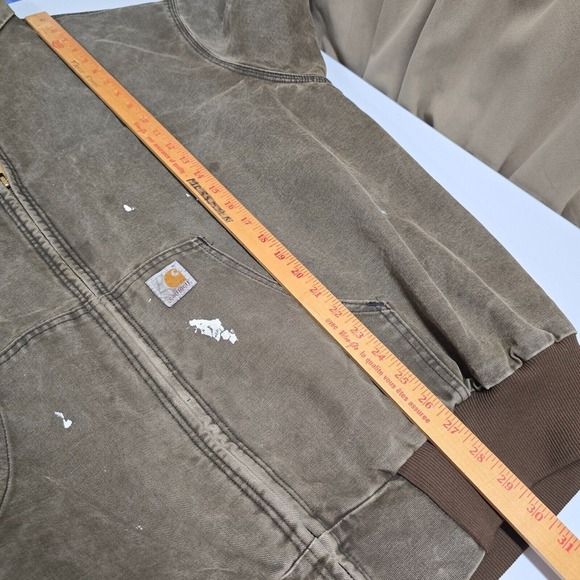 Carhartt Jacket Mens 3XL Green Canvas Quilted Workwear Distressed Vintage JQ142 - Picture 14 of 15